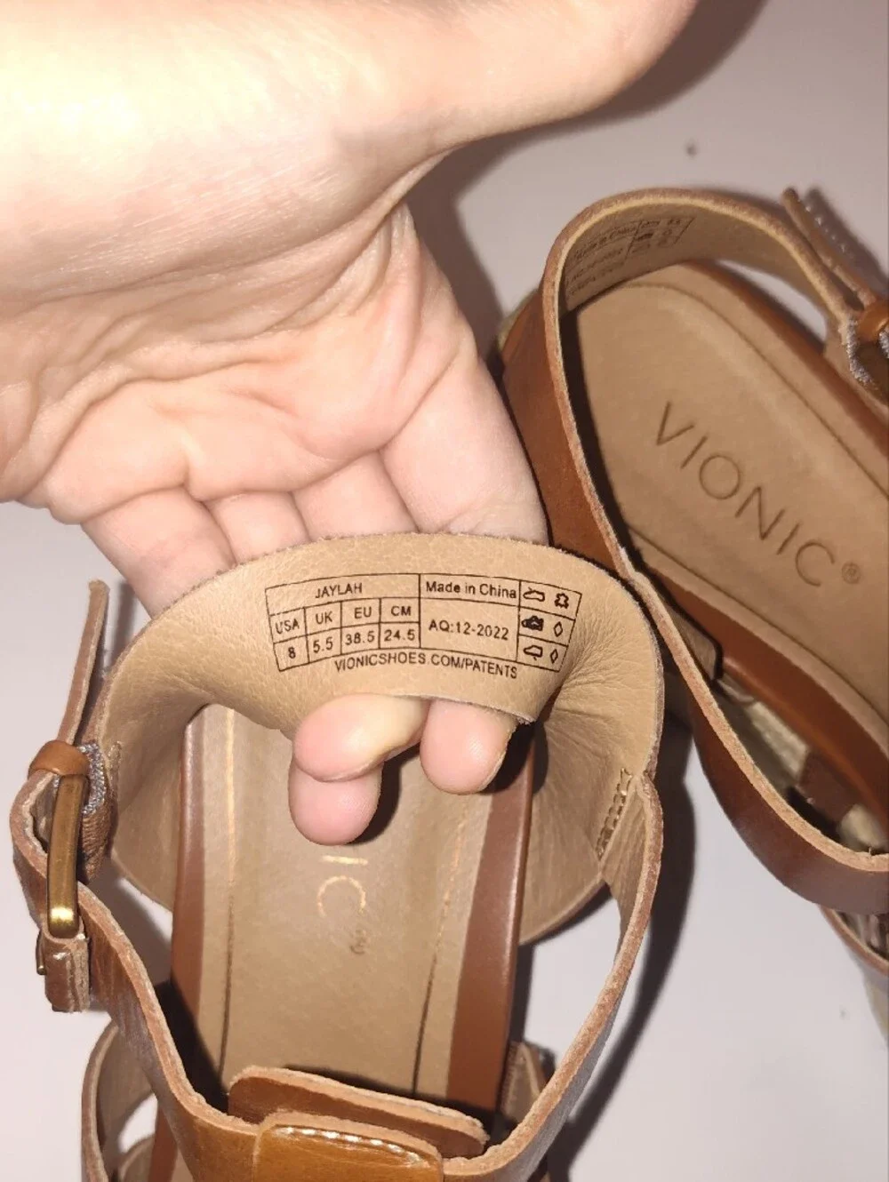 Vionic Tan Brown Wedge Sandals with Espadrille Sole